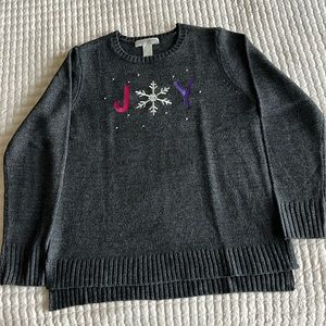 Christmas Sweater - Christopher & Banks - size petite S - EUC - worn once, grey